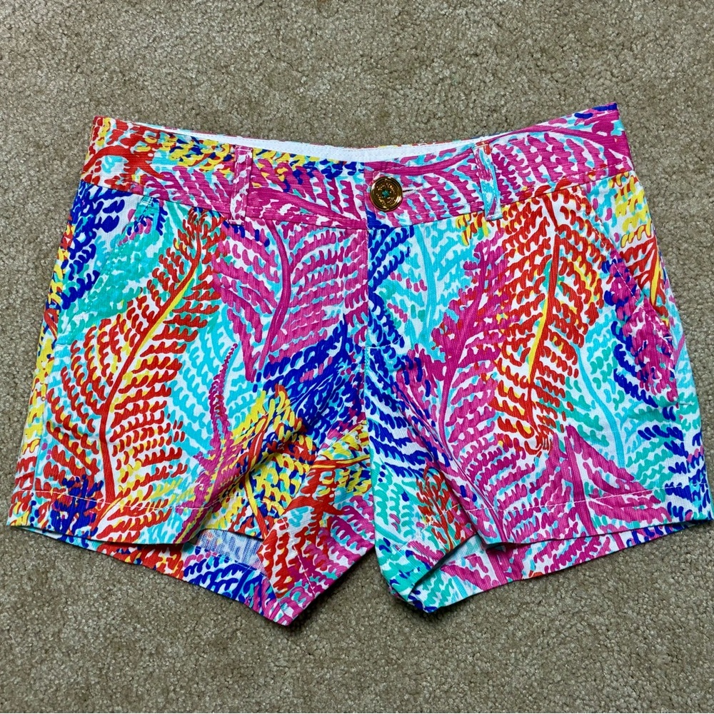 NEW Lilly Pulitzer Callahan coral reef shorts neon bright fern leaf print Preppy